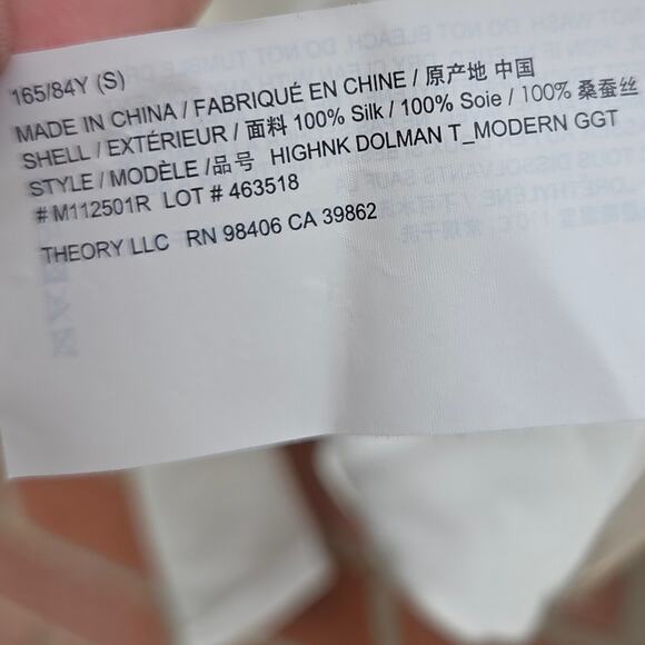 Theory Silk Highneck Dolman Blouse Small Ecru - Picture 6 of 9